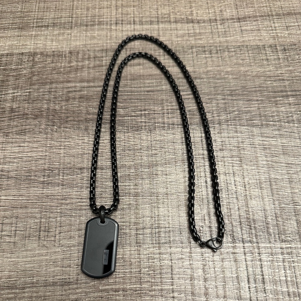 Men's David Yurman  Box Chain Necklace in Darkened Stainless Steel with Tag